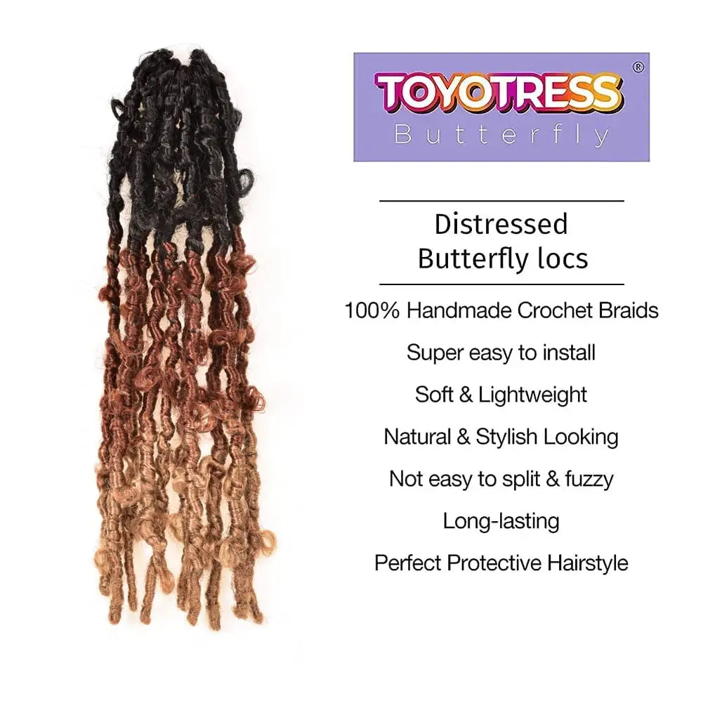 ( US ONLY) FAST SHIPPING DBL | Toyotress® Butterfly Locs Pre-Looped Distressed Locs Braiding Synthetic Crochet Hair Extensions Toyotress